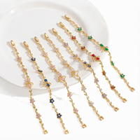Bracelet à maillons réglable LUOYUNE en laiton plaqué or véritable 18 carats avec zircon cubique, motif fleur et papillon, pour femme, idéal pour cadeau ou soirée