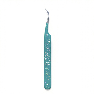 Pince à cils bleue à paillettes, poignée diamant, en acier inoxydable, outils d'extension de cils antidérapants, vente en gros - Product Image 1