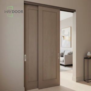 Puerta Corredera Doble Interior <span class=keywords><strong>de</strong></span> Madera Sólida Personalizada con Apertura Lateral, Panel Shaker, Roble, Caoba Africana, Pino, MDF, para Dormitorio - Product Image 1
