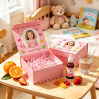 Boîte en carton ondulé personnalisée imprimée en couleur, emballage cadeau pour sirop de vitamines pour enfants, grandes et petites tailles, boîte en papier rose pliable écologique