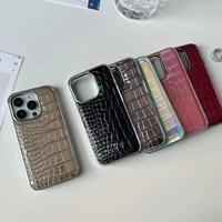 Top Design pour Iphone Mobile Couverture de Téléphone Portable Gravure Laser Électrolytique Holographique Crocodile Pu Cuir Étui de Téléphone De Luxe