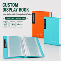 Porte-documents personnalisé avec logo, format lettre, 30 pochettes, 60 pages, en plastique PP recyclable, organiseur de documents pour le bureau et l'école
