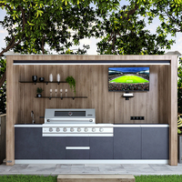 Neuheiten Custom ized Camping Komplette Außen küche mit Pizza ofen & Kühlschrank Fernbedienung Grau Outdoor Bbq Kitchen Pod