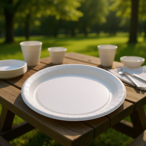 Assiettes jetables blanches 10,25 pouces rondes, robustes, biodégradables, pour fêtes, en carton alimentaire - Product Image 2