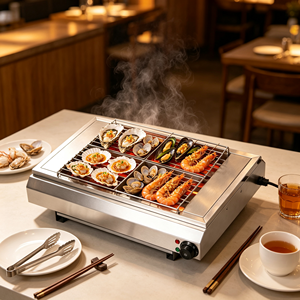 Barbecue électrique haute puissance 3KW, en acier inoxydable, sans fumée, machine à griller commerciale pour la cuisson du maïs et du poisson grillés - Product Image 2