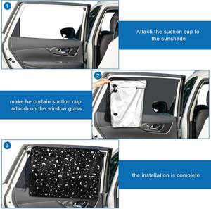 2 Pcs Pare-<span class=keywords><strong>soleil</strong></span> pour fenêtre latérale de voiture pour enfants Rideau de protection UV avec filet de rangement Pocket Moon Star Patterns - Product Image 6