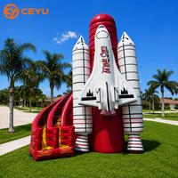 Ceyu Toboggan Gonflable Thème Fusée, Tour d'escalade, Aire de jeux extérieure pour enfants, Idéal pour fêtes et jardin, Amusant, Location directe usine