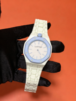 Nouvelle Montre Mécanique Automatique de Luxe Sportive en Céramique Bleu Clair 2026 pour Hommes et Femmes, Cadran à Aiguilles, Réserve de Marche, Style Hip Hop