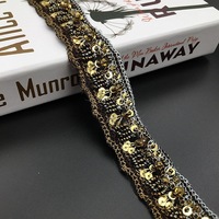Ruban perlé fait main, broderie en maille, dentelle à paillettes dorées pour accessoires de couture de vêtements, vente en gros