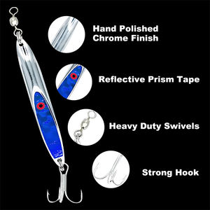 Leurre en métal Flutter Spoon pour la pêche à la traîne en mer et la pêche en eau salée, leurre à spinner en ligne pour la pêche au bar/à la truite avec hameçons, leurre de pêche en métal - Product Image 2