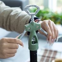 Tire-bouchon manuel en alliage de zinc vert menthe, ouvre-bouteille portable pour bar et dîner, cadeau