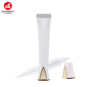 Envase reciclable BB Cream Tubes PE blanco con punta de boquilla larga Tapa dorada para protector solar Lápiz labial Loción Máscara Cosméticos - Product Image 6