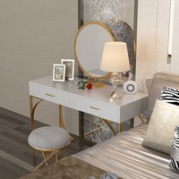 Table de maquillage italienne de luxe INS Table de toilette moderne multifonctionnelle avec armoire de rangement pour chambre à coucher ou salle de bain