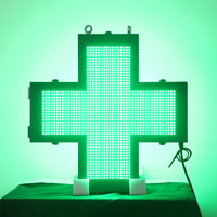 Nuevo Letrero LED Programable para Farmacia, Económico, para Exteriores, SMD, 48 cm, Mini, Color Verde, Cruz de Farmacia