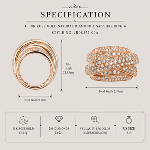 Bague en diamant naturel, or 18 carats, bijou de luxe pour femme, triple bande croisée, or massif 18 carats, pour un usage quotidien - Product Image 5