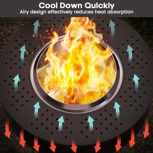 Robuuste metalen vuurkuil met ingebouwde houtenhouder en eettafel voor tuinfeesten, voor liefhebbers van de Europese en Amerikaanse tuincultuur. - Product Image 5