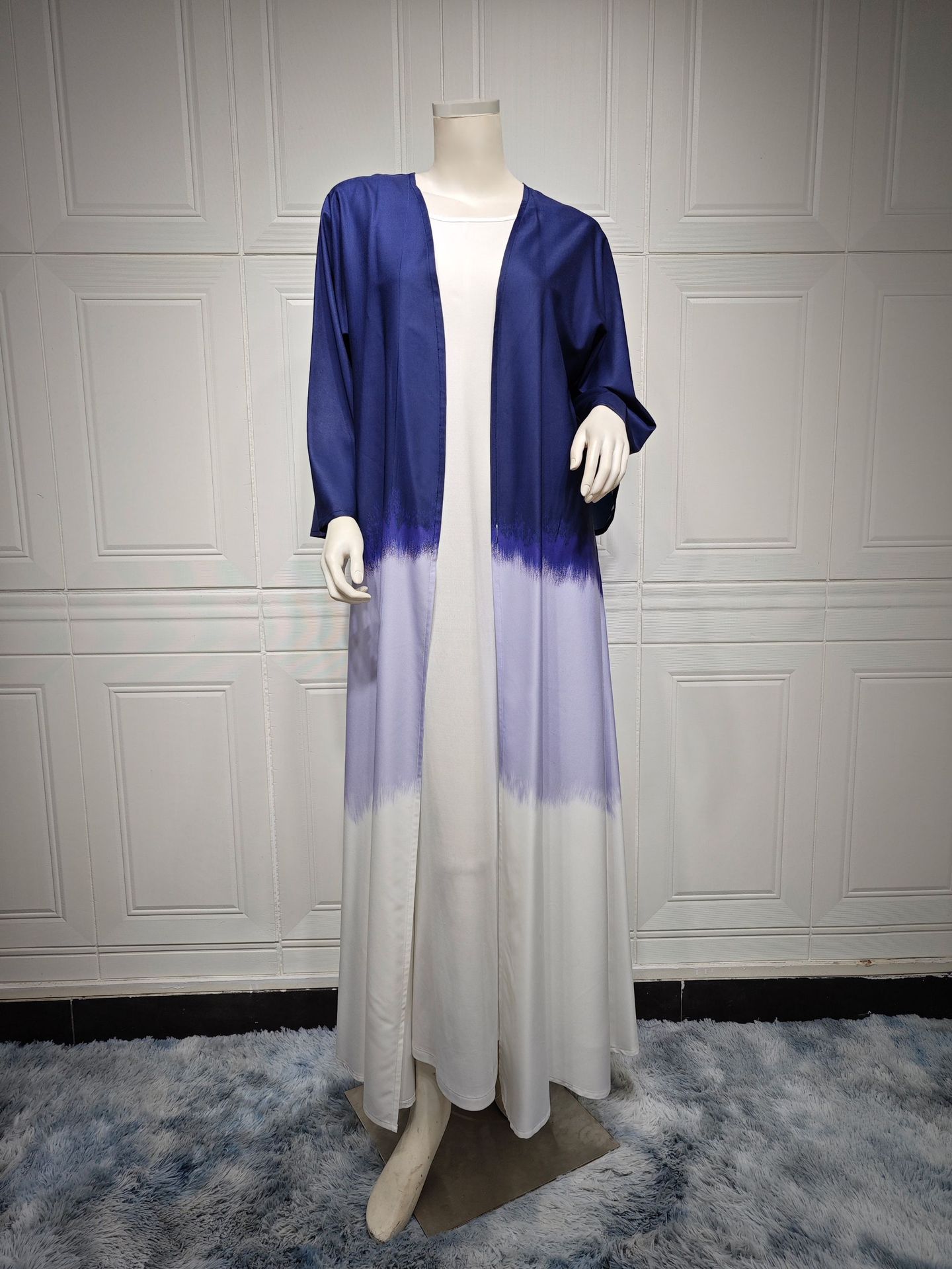 Blue Purple Ombre Chiffon Printed Spring Summer Casual Open Abaya for Lady  Office Outdoor Daily Wear Islamic Dubai Long Dress| Alibaba.com