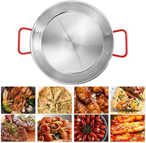Venta al por mayor profesional coreano de acero inoxidable 20cm Paella Pan ecológico Cocina de Inducción para español Mariscos Pasta Paella - Product Image 5