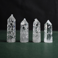 Pierres de guérison artisanat pierres précieuses tour de Quartz poli clair feu et glace craquelé Quartz Point pour Fengshui