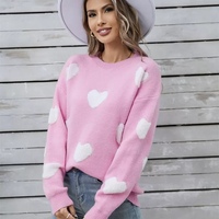 Pull tendance international transfrontalier européen, nouveau style automne, avec motif en forme de cœur, manches longues