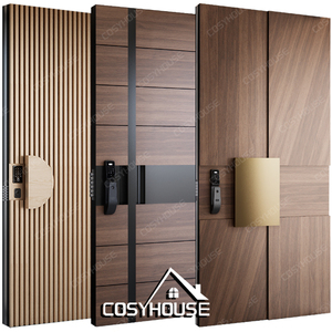 Portes d'entrée extérieures contemporaines Aluminium Bois Cadre en acier Pivot Sécurité Portes d'entrée pour maison et villa - Product Image 4