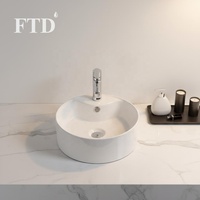 Évier de navire en céramique Commercial de haute qualité Lavabo rond moderne pour ferme salle à manger salle de bain hôtel école comptoir utilisation