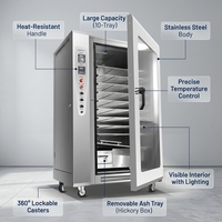 Four à fumage multifonctionnel commercial KR-SM-L9 avec moteur 220V 3600W grande capacité 50kg pour fumer poulet, canard, poisson et viande