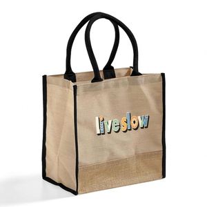 Bestie Gift Theme Jute Tote Bag Birthday <b>Keepsake</b> Custom Jute Tote Bag Large Capacity Casual Outdoor Carry Bags - Product Image 3