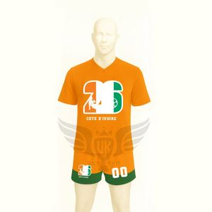 Conjunto de Camiseta y Pantalones Cortos de Fútbol Retro con Estampado Personalizado 2026, Conjuntos de Fútbol de Poliéster de Manga Corta para Hombre - Product Image 1