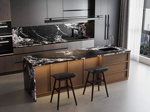 Piedra Sinterizada Mate de Diseño Moderno y Lujoso, Color Negro <span class=keywords><strong>Colombiano</strong></span>, para Uso en Hogares y Hoteles, para Cubiertas de Mesas, Encimeras, Paredes, Pisos y Tocadores - Product Image 5