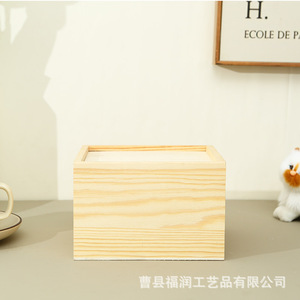 Caja de almacenamiento cuadrada de madera de pino para embalaje de regalo y organización de joyas de escritorio - Product Image 3