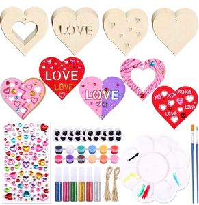 Kit de Bricolage en Bois pour Ornements de la Saint-Valentin à Peindre Soi-même – Décorations Cœur en Bois Non Finies - Product Image 1