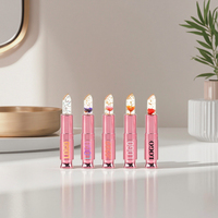 Haute Qualité Vegan Lip Blam Sans Cruauté Brillant À Lèvres 2 en 1 Maquillage Des Lèvres Or Rose Tube Fleur Magique Changement De Couleur Rouge À Lèvres