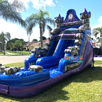Toboggan aquatique gonflable commercial avec piscine, château gonflable en PVC robuste, prix fabricant, à prix abordable