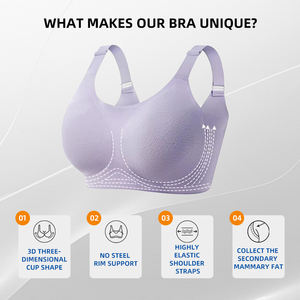 プラスサイズプッシュアップブラとパンティーセット女性用シームレス下着プッシュアップ高品質プラスサイズスポーツブラ取り外し可能パッド - Product Image 2