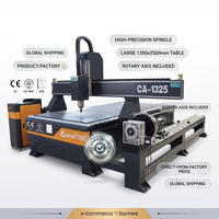 Routeur CNC 4 axes CE Standard 1325 avec moteur unique et accessoire rotatif externe pour la fabrication artisanale de balustres d'escalier en bois