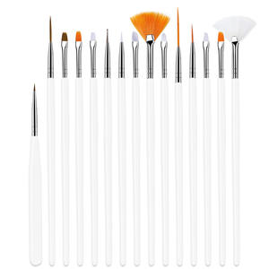 Ensemble de 15 pinceaux multifonctionnels pour nail art, manche en plastique, pointe plate – Comprend des poils synthétiques pour ongles en gel/acrylique, cristal - Product Image 6