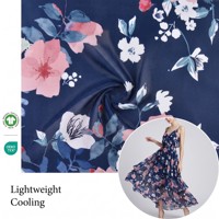 Desain Baru Anti-Pil, Ringan, Motif Bunga, Kain Georgette 50D, 100% Poliester, Cetak Digital untuk Pakaian Anak Perempuan