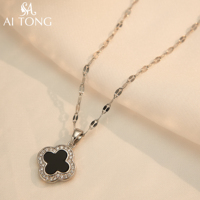Colliers et Chaînes de Mode Ajustables en Plaqué Or 18 Carats, avec Pendentif Trèfle, Bijoux Amicaux Simples et de Luxe Léger pour Femmes