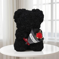 Beer met bloemenboeket Valentijnsdag Bloem Rozenbeer Cadeau met geconserveerde bloemen Levensechte schuimrozen Kleine beer