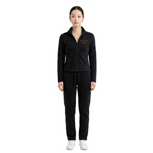 Ensemble de survêtement polaire 2 pièces pour femme, le plus vendu, avec haut zippé à col montant et pantalon coupe droite, décontracté, toutes saisons, pour le sport - Product Image 3