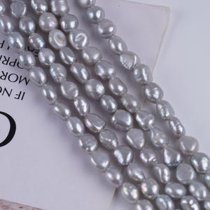 Natural 18cm5-6mm Freshwater Pearls <b>White</b> Baroque Irregularly Two <b>Sided</b> Glossy Gray Straight Hole Potatoeshaped Loose Beads - Product Image 4
