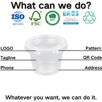 Contenants en plastique pour mini-gelées de Xiamen, gobelets en plastique pour pudding, distributeur de sauce, gobelets à portions de 1/1,5/2/3,25/4/5,5 onces avec couvercles, OEM