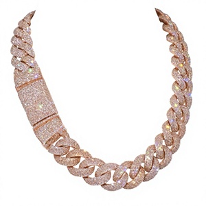Collar Hip Hop de Plata de Ley 925 con Moissanita de Corte Brillante de 8mm, 10mm, 12mm y Engaste de Garra, Certificado por Terceros, de FancyJewelry - Product Image 2