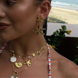 สร้อยคอจี้เปลือกหอยปลาดาวสแตนเลสชุบทอง18K การเก็บรักษาสีเครื่องประดับป้องกันการกัดกร่อนทำให้เสื่อมเสีย - Product Image 2