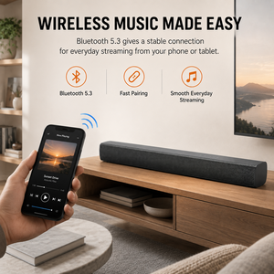 Barra de Sonido Delgada para TV de 200W, 2.1 Canales, con BT 5.3, <span class=keywords><strong>HD</strong></span> ARC, DSP de Voz Clara y Graves y Agudos Ajustables - Product Image 5