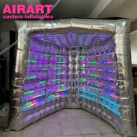 Cabine de photo gonflable de décoration d'activité de taille, cabine de photo argentée gonflable avec des lumières de LED