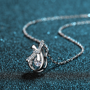Joyería elegante de moda para mujer, collar de plata de ley 925, collar con colgante de moissanita de 30 centavos - Product Image 3