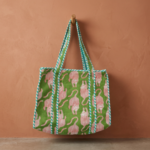 Bolsos de Mano Acolchados de Algodón con Estampado a Mano, Estilo Campestre Francés, Gran Capacidad, Hechos a Mano - Product Image 3