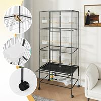 Cage à oiseaux moderne de luxe en métal, grande, design ouvert, en fonte, pour l'élevage de perroquets, avec toit et roues, pour ara, cacatua, perruches, en plastique